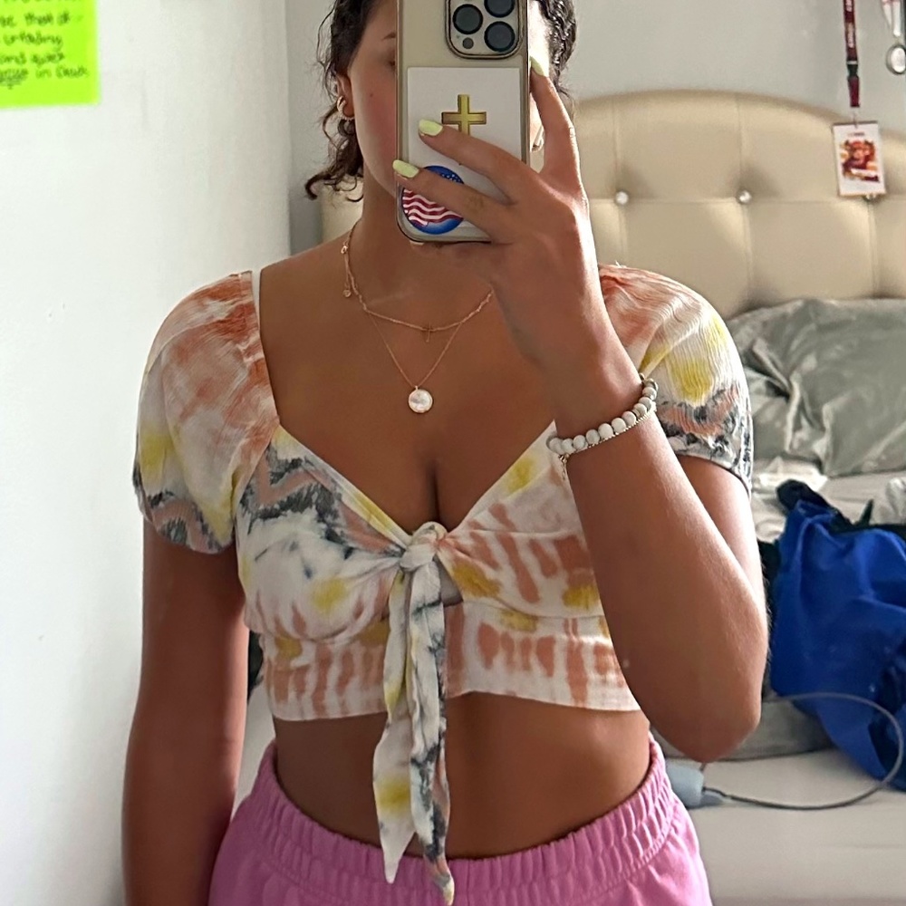 Colorful Front Tie Shirt